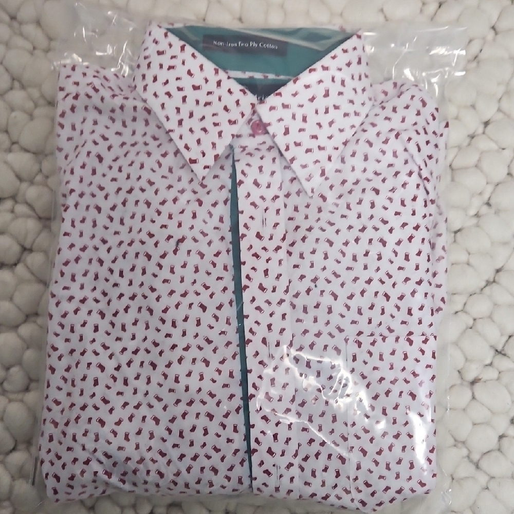 Paul Fredrick White and Red Patterned Shirt